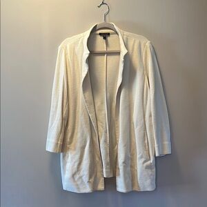 Eileen Fisher Cream Open-Front Blazer with Textured Fabric